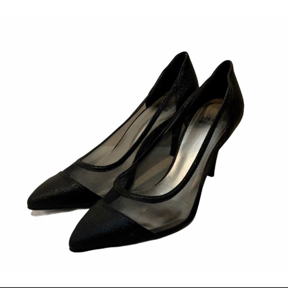 Stuart Weitzman Glitter Mesh Pointed Toe Pumps